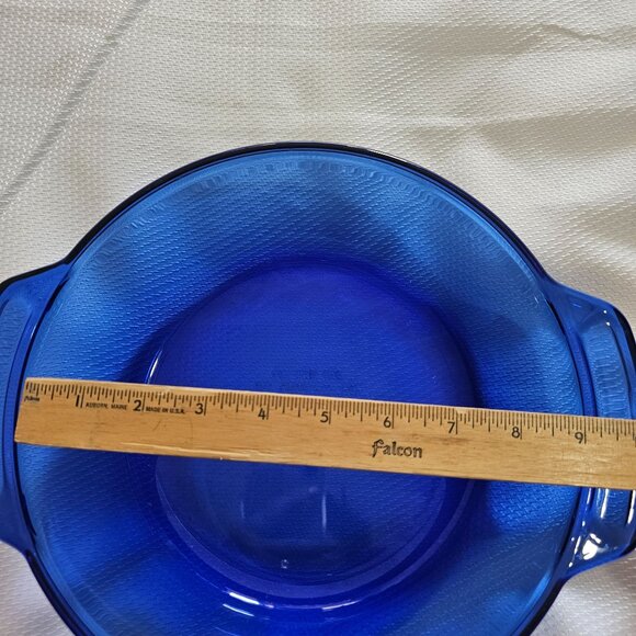 Anchor Hocking Cobalt Blue Casserole Bowl 2qt handles vintage 9" - Picture 12 of 16